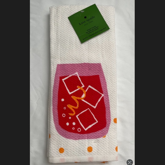 New MCM Kate Spade Set of 2 Kitchen Towels Cocktail Drink 17"X28" 100% Cotton - Picture 1 of 3